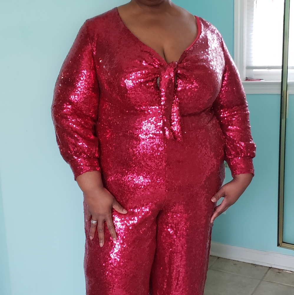 Hot pink sequin jumpsuit
